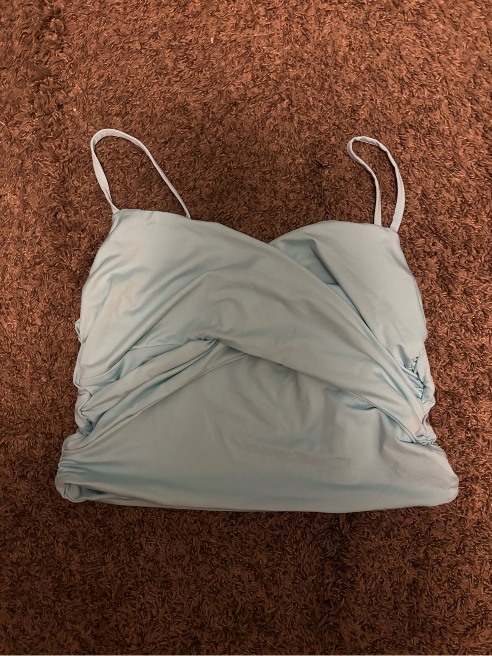 Light Blue Ruched Spaghetti Strap Cami Top